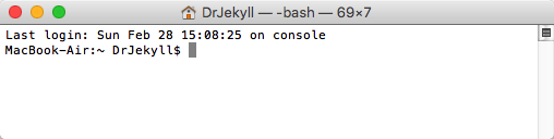 What the command prompt looks like on a Mac