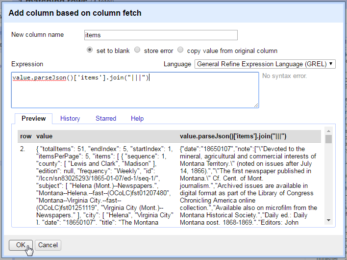 parse json items