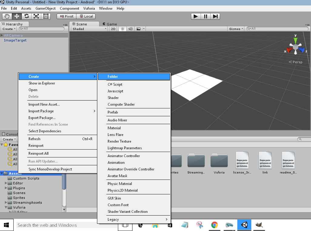 Create a dedicated 'scenes' folder for your Unity scene files.