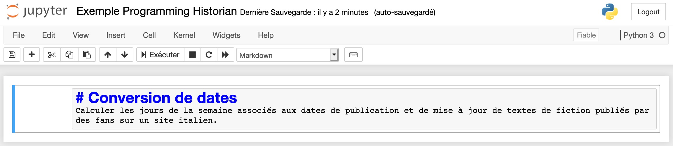 Édition d'une cellule en Markdown dans un carnet Jupyter